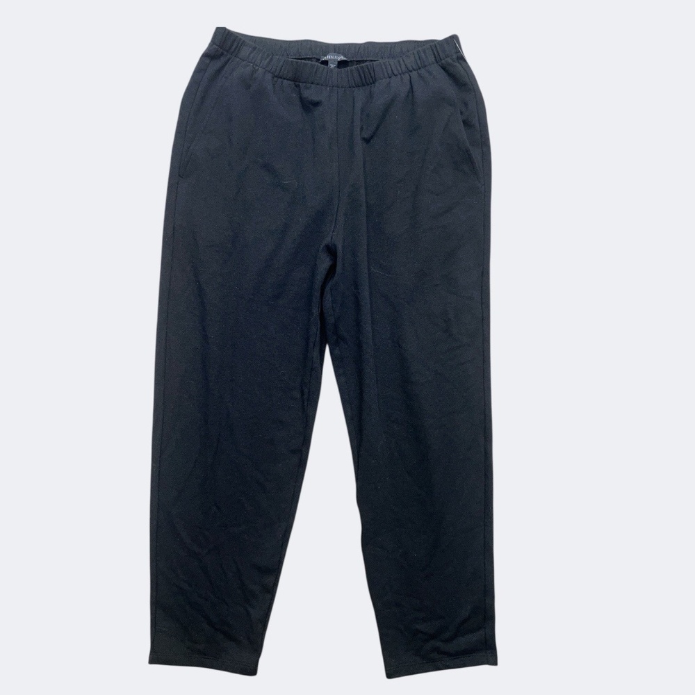 Eileen Fisher Pants SP Black Classic Casual Comfort Tapered Leg Pull On Stretch